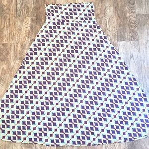 LuLaRoe Maxi skirt medium, purple with geometric pattern